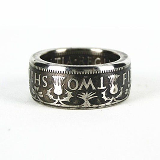“Queen’s Shilling Ring” | Vintage British 2 Shillings Handmade Coin Band