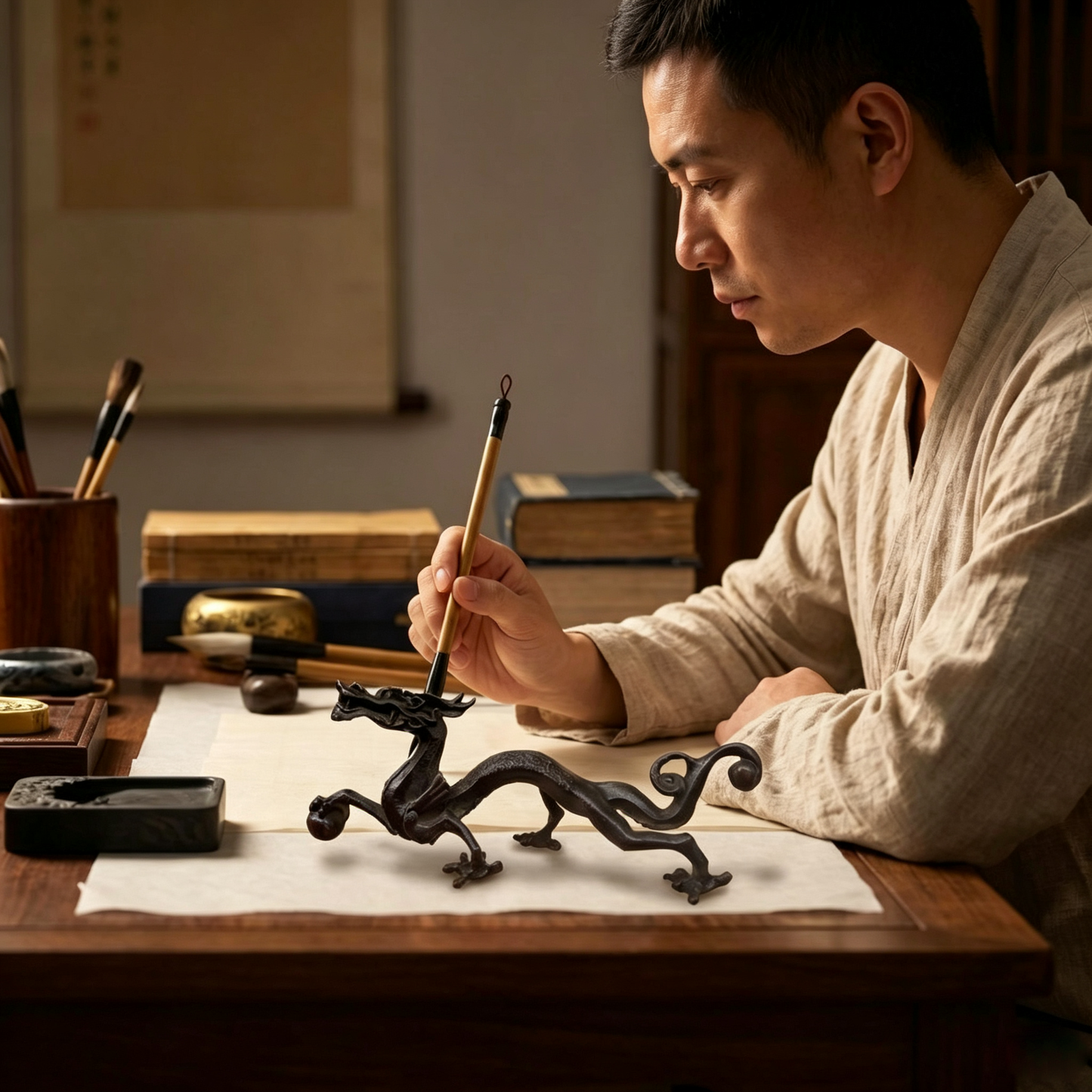 Five-Clawed Dragon Pen Holder