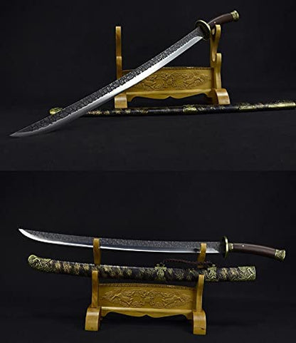 Qing dao swords,High carbon steel blade,Skin scabbard,Alloy fittings