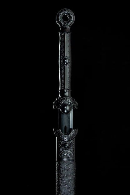 Black han jian,Forged Hollow Blade with Alloy Fittings and PU Scabbard