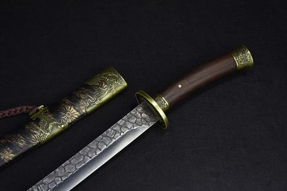 Qing dao swords,High carbon steel blade,Skin scabbard,Alloy fittings