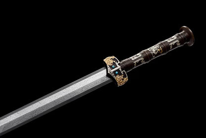 Han jian Sword,Hand Forged Damascus Blade,Ebony,Brass Fittings