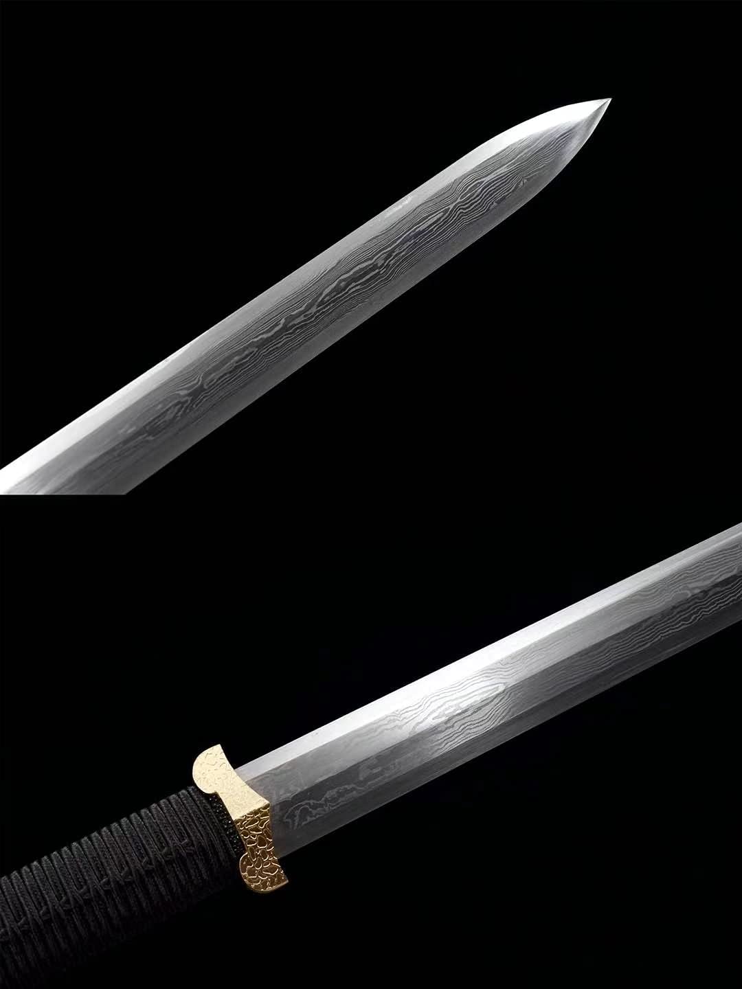 Handicrafts Sword,Han jian(Forged Damascus Steel Blades,Brass Fittings) Battle Ready,Chinese Sword