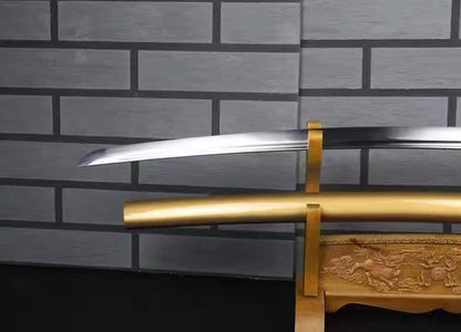 Samurai sword/Katana uchigatana/High carbon steel blade/Golden yellow scabbard/Full tang/Length 39"