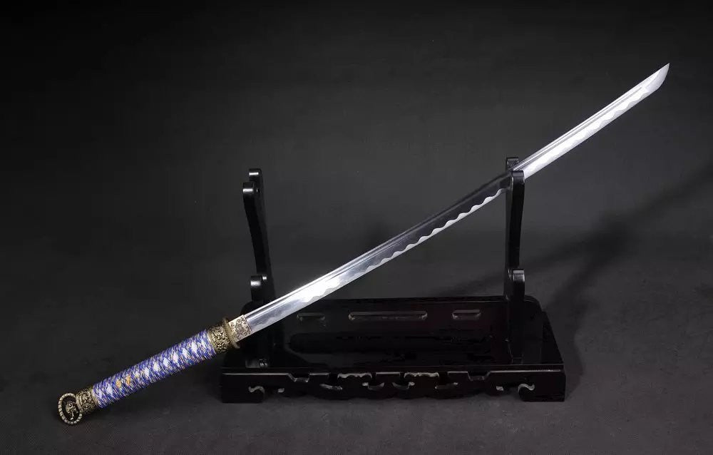 Samurai Sword-Medium carbon steel-Wood scabbard-Alloy fitting-Full tang