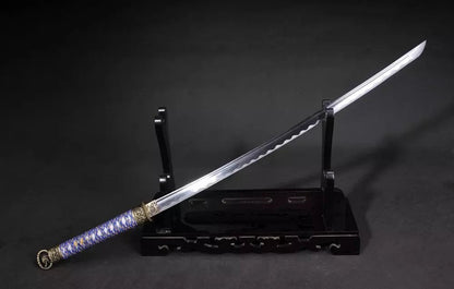 Samurai Sword-Medium carbon steel-Wood scabbard-Alloy fitting-Full tang