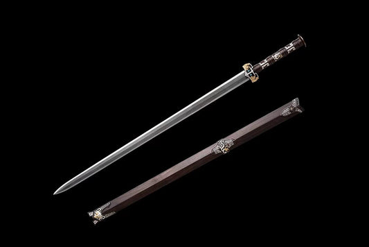 Han jian Sword,Hand Forged Damascus Blade,Ebony,Brass Fittings