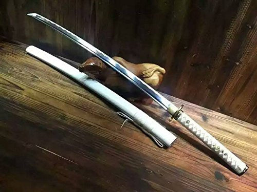 katana/Samurai sword/Medium carbon steel/Alloy fitted/Wood white paint Scabbard/Length 39"