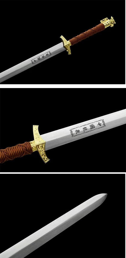 Great Han jian,Carbon Steel Blade,Alloy Fittings,Solid Wood Scabbard