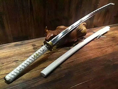 katana/Samurai sword/Medium carbon steel/Alloy fitted/Wood white paint Scabbard/Length 39"