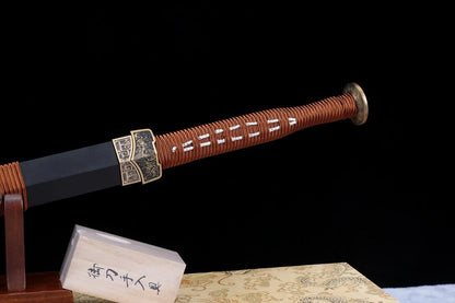 Han jian,Forged Damascus Steel Blade,Brass Fittings,Battle Ready