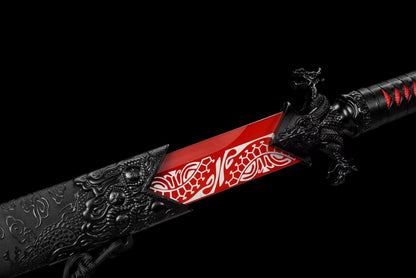 Dragon Tang dao,Hand Forged High Carbon Steel red Blade,Alloy Fittings