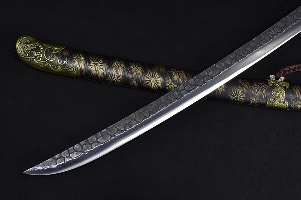 Qing dao swords,High carbon steel blade,Skin scabbard,Alloy fittings