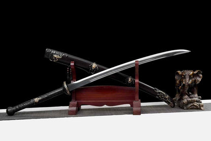 Qing Dao Sword–Traditional Longquan Craftsmanship,High carbon Steel Blade,Blackwood Scabbard