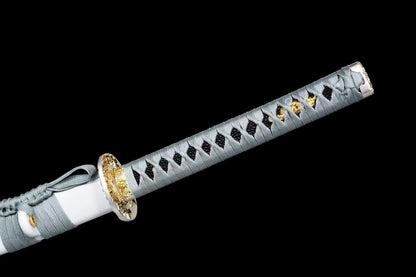 Samurai Sword,Hand Forged High Carbon Steel Blades,White Scabbard