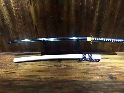 Samurai sword/T10 high carbon steel blue blade/Solid wood Scabbard