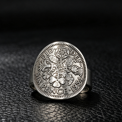 Lucky Sixpence Genuine British Sixpence Coin Ring