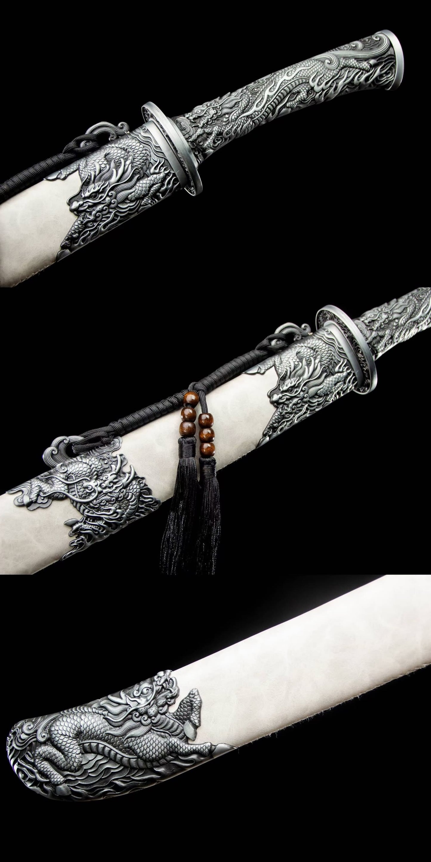 Qing dao Dynasty Army sword,Forged Blade with Alloy Fittings and Faux Leather Scabbard