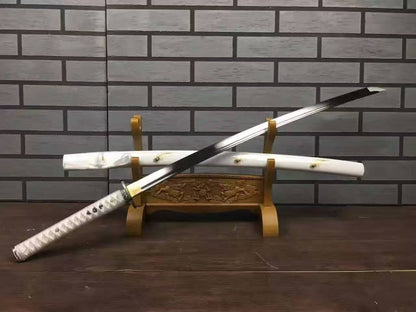 Katana uchigatana/High carbon steel blade/White paint scabbard/Alloy