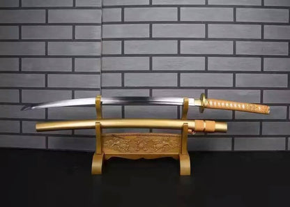 Samurai sword/Katana uchigatana/High carbon steel blade/Golden yellow scabbard/Full tang/Length 39"