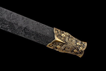 Gold Laser-Engraved Han Jian – Hand-Forged Chinese Sword