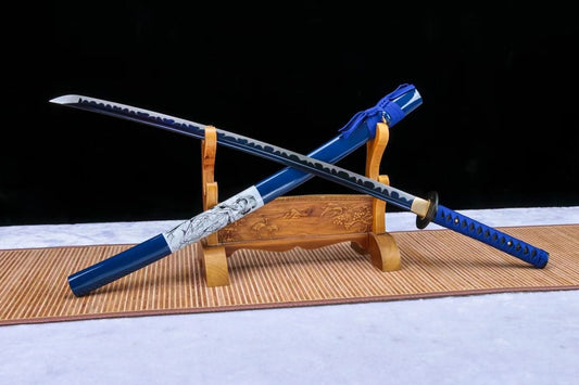 Katanas,Hand Forged High Carbon Steel Blades,Blue Scabbard