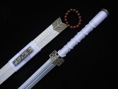 Han jian/Medium carbon steel blade/White scabbard/Alloy fittings/Length 39"