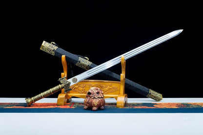 Authentic Han Jian Sword with High Carbon Steel Blade - Alloy Fittings