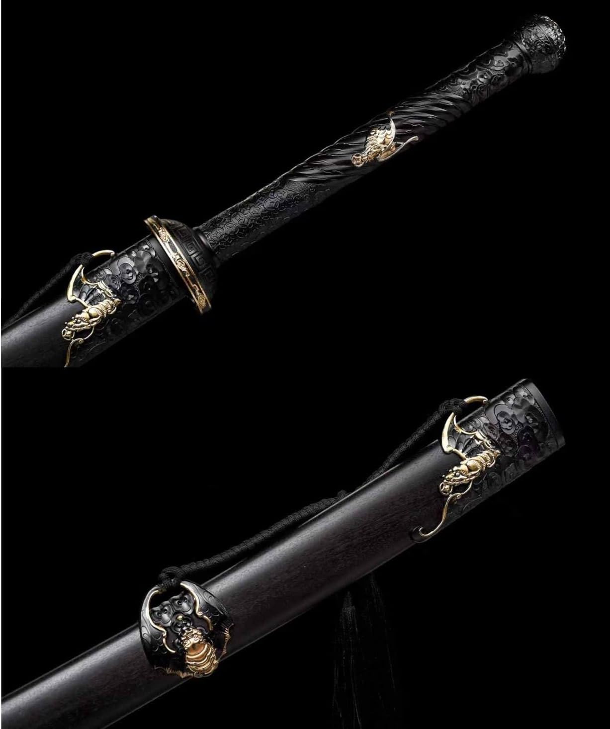 Qing Dao Sword–Traditional Longquan Craftsmanship,High carbon Steel Blade,Blackwood Scabbard