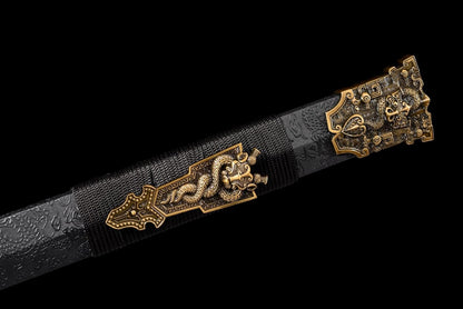 Gold Laser-Engraved Han Jian – Hand-Forged Chinese Sword