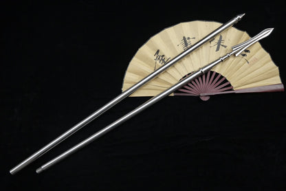 Tai chi Spear/Overall stainless steel Handmade/Two rod/lance