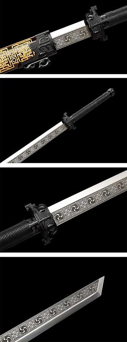 Tactical Sabre,Tang DAO high Carbon Steel Etch Blades,carvings Scabbard