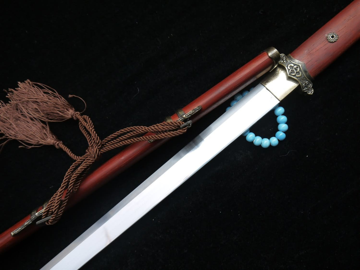 Tang dao/T10 High Carbon Steel/Redwood Scabbard/Brass fittings/Full Tang