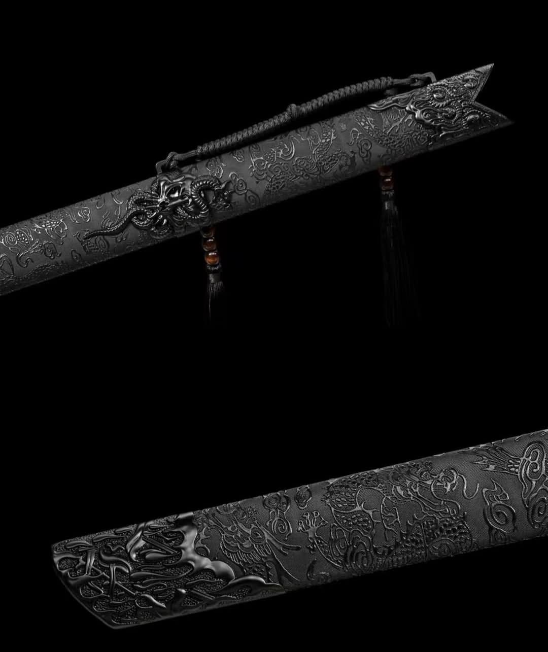 Dragon Tang dao,Hand Forged High Carbon Steel red Blade,Alloy Fittings