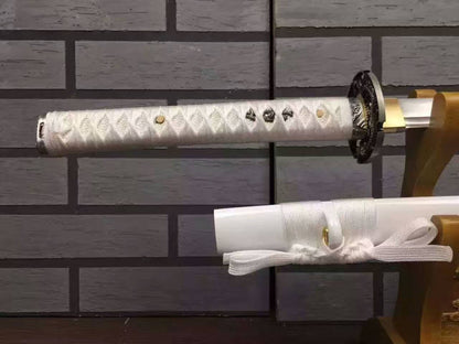 Katana uchigatana/High carbon steel blade/White paint scabbard/Alloy