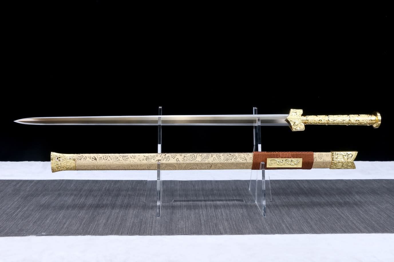 Golden Dragon Han jian,Chinese Swords Real,Forged Blade,Alloy Fittings