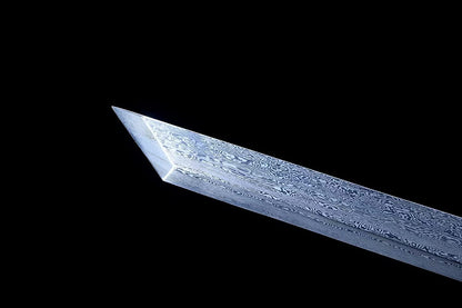 Traditional Tang dao swords,Forged Damascus Steel Blade,Alloy Fittings