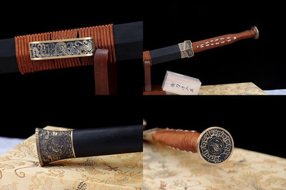 Han jian,Forged Damascus Steel Blade,Brass Fittings,Battle Ready