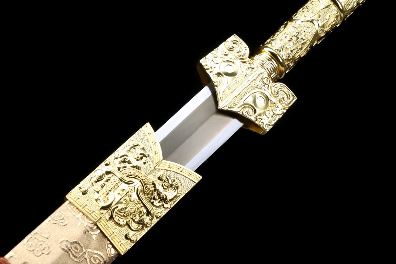 Golden Dragon Han jian,Chinese Swords Real,Forged Blade,Alloy Fittings