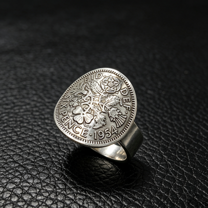 Lucky Sixpence Genuine British Sixpence Coin Ring