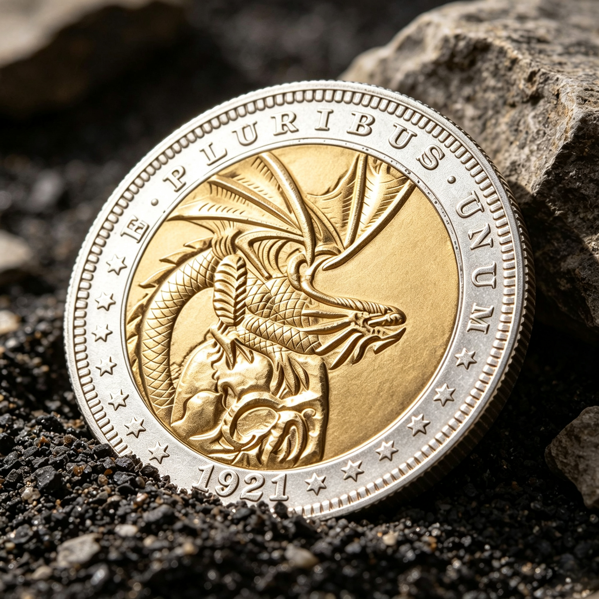1921 Pterosaur Gold & Silver Wanderer Coin