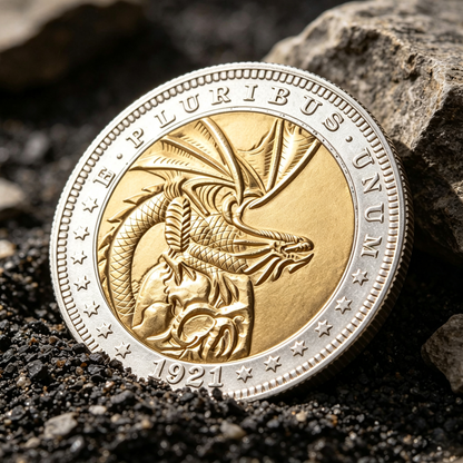 1921 Pterosaur Gold & Silver Wanderer Coin