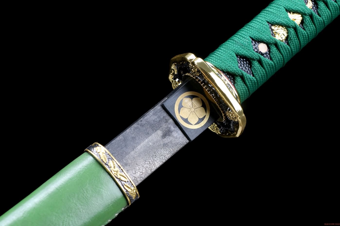 Tachi,Samurai Hand Forged Rail Steel Blade,Green Scabbard,Alloy Fitting