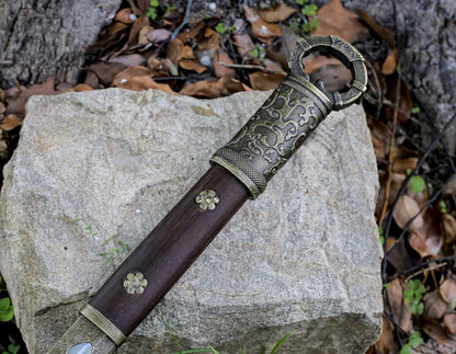 Tang dao Real Forged T10 Steel Blade with Alloy Fittings and Rosewood Scabbard