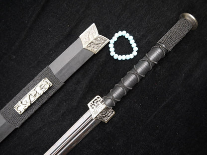 Han jian/Damascus steel Black Blade/Handmade/Black Wood scabbard/Alloy