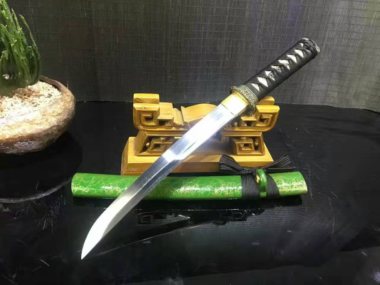 Wakizashi/Samurai/High carbon steel blade/Green paint Scabbard/Alloy/Length 20"