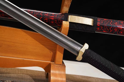 Han jian Sword-Forged Damascus Steel Blade-Brass Fittings,Collectible Gift