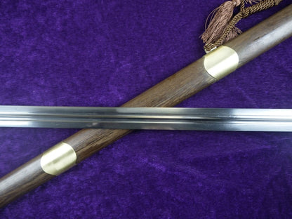 Tai Chi Long-Handled Sword,Damascus Blade,Rosewood Scabbard,Copper fittings