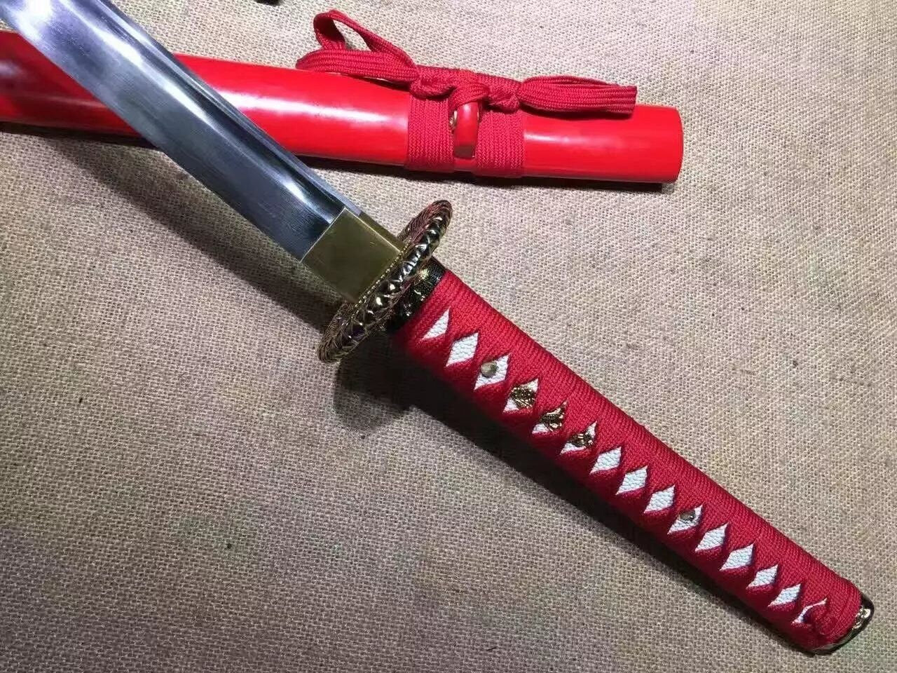 katana/Samurai sword/Medium carbon steel/Alloy fitted/Red paint Koshirae