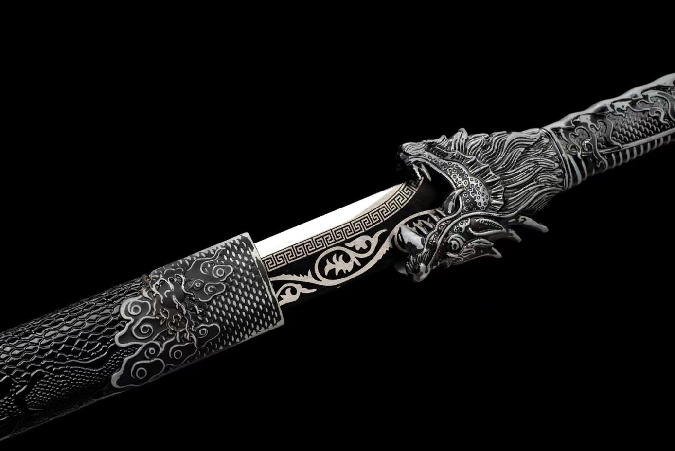 Dragon Tang dao Tactical Swords High Hardness Blade,Alloy Fittings,Pu Scabbard